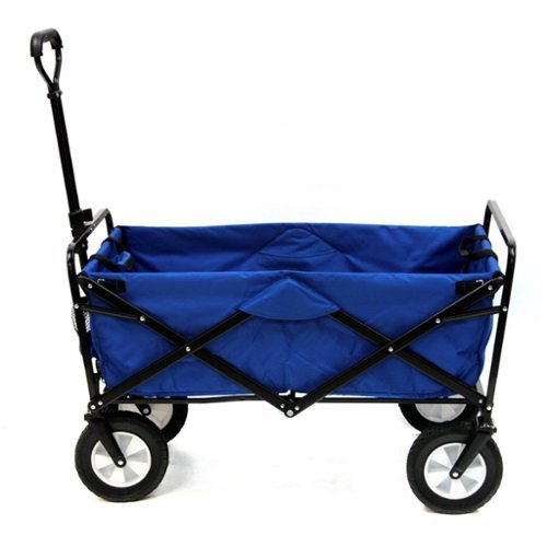Mac Sports - Collapsible Folding Outdoor Utility Garden Camping Wagon Cart, Blue - Solid Blue-Front_Standard 
