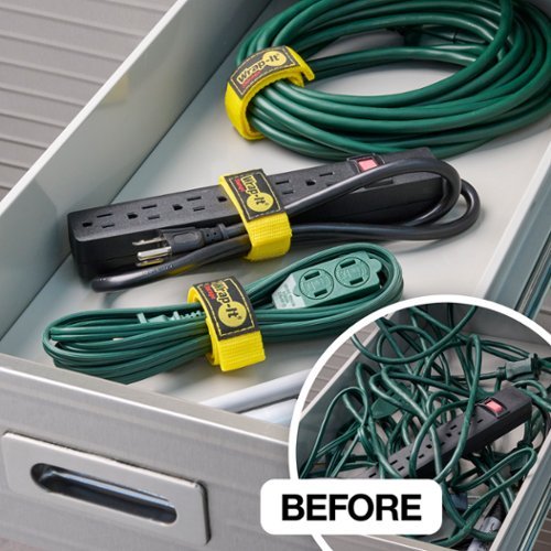 Wrap-It Storage Quick-Straps - 12-inch (3-Pack) - Weatherproof Hook and Loop Strap - Yellow BUY ONLINE