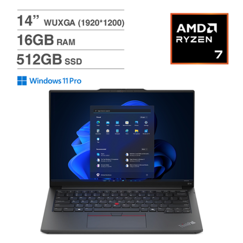 Lenovo - Thinkpad E14 G6 Laptop (Ryzen 7 7735U, 16GB, 512GB SSD, 14.0, (1920x1200), Win 11 Pro ) - Black-Front_Standard 