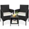 Best Choice Products - 3-Piece Outdoor Wicker Conversation Patio Bistro Set, w/ 2 Chairs, Table - Black/White Sand-Front_Standard