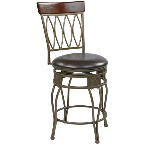  OSP Designs - Cosmo 4-Leg Foam and Vegan Leather Barstool - Mahogany/Espesso/Antique Gray Ash