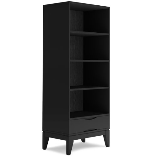 Simpli Home - Harper Bookcase with Storage - Black-Front_Standard 