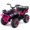 Costway - 24V Kids Ride on Electric ATV Car Toy with Spring Suspension & LED Lights USB - Pink-Front_Standard