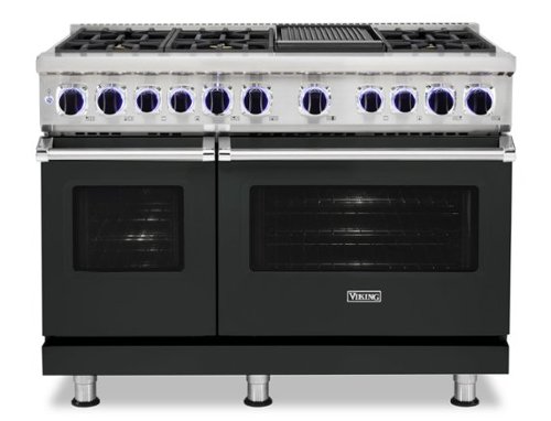 Viking - 48"W./24"D. Dual Fuel Sealed Burner Range-6 Burners/Griddle - Antique Bronze-Front_Standard 