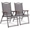 Costway - Set of 2 Patio Folding Sling Back Chairs Camping Deck Garden Beach - Gray-Front_Standard