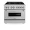 ZLINE - 36 in. Legacy Dual Fuel Range with 6 Brass Burners (RAS-SN-BR-36) - Satin Stainless Steel-Front_Standard
