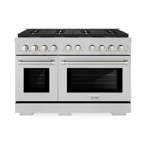 Front. ZLINE - 48 in. 6.7 cu. ft. Freestanding Paramount Dual Fuel Range w/ DuoPro Cooktop and Dual Ovens in Satin Stainless Steel - Stainless Steel.