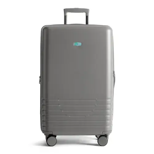 Front. Bagsmart - Getaway 26" Check-In Checked Luggage, Expandable Hardside Suitcase with Built-in Weight Indicator & Spinner Wheels - Dark Charcoal Gray.