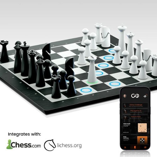 Particula - GoChess Mini – AI Electronic Chess Board with Lights & Online Play, Great for All Ages & Skill Levels - Classic Black & White-Front_Standard 