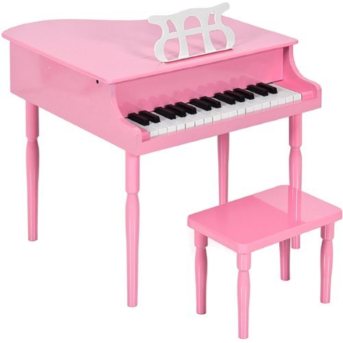 Best Choice Products - Kids Classic 30-Key Mini Piano w/ Lid, Bench, Folding Music Rack, Song Book, Stickers - Pink-Front_Standard 