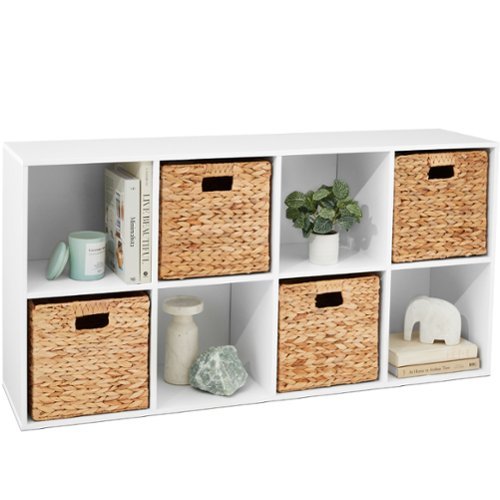Best Choice Products - 8-Cube Bookshelf, 13.5in Display Storage System, Organizer w/ Removable Back Panels - White-Front_Standard 
