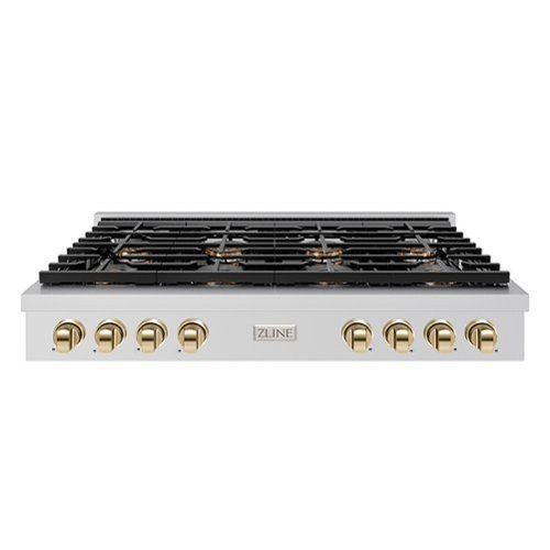 ZLINE - Autograph 48 in. Paramount Rangetop with 8 DuoPro Burners and Gold Accents (PSRTZ-48-G) - Stainless Steel