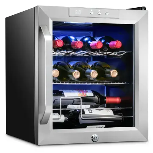 Front. Ivation - 12 Bottle Compressor Wine Refrigerator, Cube Wine Cooler with Lock, Stainless Steel - Stainless Steel.