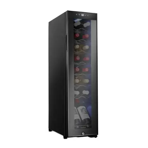 Front. Ivation - 16 Bottle Compressor Wine Refrigerator, Freestanding Wine Cooler with Lock, Black - Black.