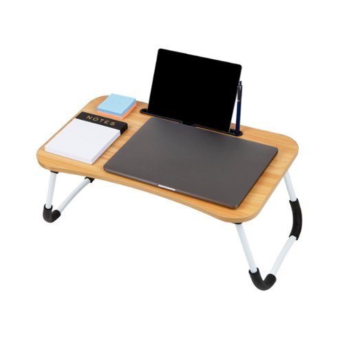 Mind Reader Lap Desk Laptop Stand, Bed Tray, Folding Legs, Couch Table, Portable, MDF , 23.25L x 13.75W x 10.5H - Beige WORLDWIDE DELIVERY