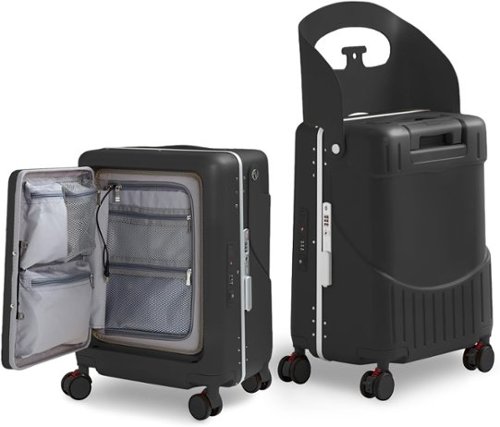 Circus Cirle - 20" Ride-on Luggage with Seat，Front Opening Carry-On Hardshell Ride On Suitcase - Black-Front_Standard 