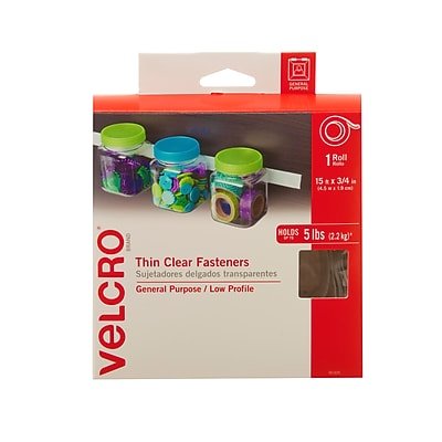 Velcro - Velcro® Brand 3/4" x 15' Sticky Back Hook & Loop Fastener Roll, (91325) - Clear