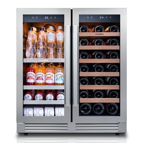 Ca'Lefort - 30 Inch Wine and Beverage Refrigerator, 3 Color LED, Dual Zone Wine Fridge,33 Bottles &80 Cans,Built-in Beverage Cooler - Stainless Steel-Front_Standard 