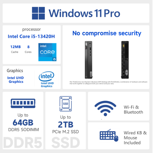 Lenovo ThinkCentre neo 50q Desktop Intel Core i5 13420H with 16GB