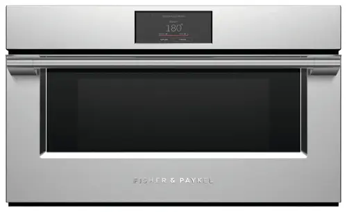 Fisher & Paykel oven with a digital display showing the temperature at 180 degrees.