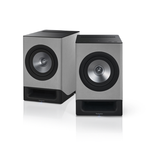 Technics - Premium Class Hi-Res 200W Wireless Bookshelf Networking Speakers - Silky Grey-Front_Standard