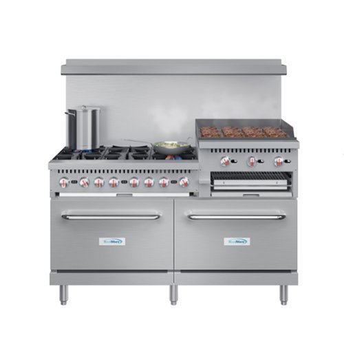 Koolmore - 60 in. 6 Burner Commercial Natural Gas Range with 24 in. Griddle and Broiler (KM-CRGB60-NG) - Stainless Steel-Front_Standard 