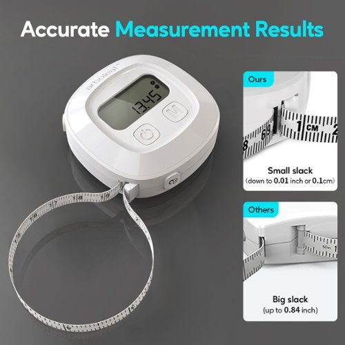 Arboleaf digital Body Tape Measure, 60in, Bluetooth with App, Retractable - White WORLDWIDE DELIVERY
