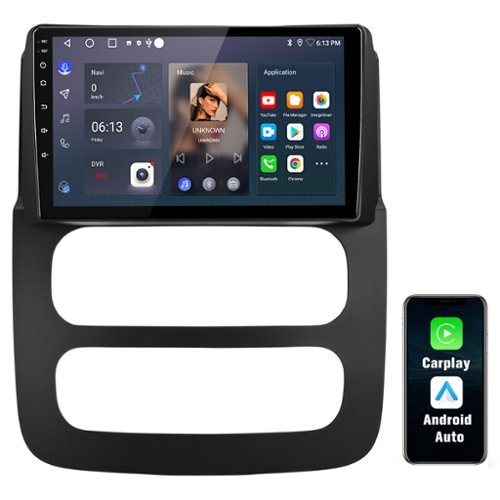Junsun - For Dodge RAM 2002-2005 9" 2+64GB carplay Android 14 Car Radio Stereo GPS Navi WIFI RDS SWC FM Blutooth - Black-Front_Standard 