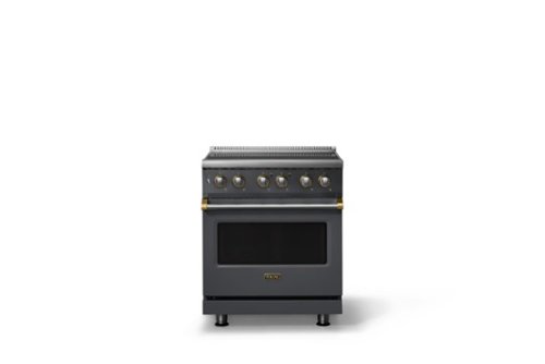 Viking - 30 in. Wide 4 Elements Pro 5 Series 4.7 Cu. Ft. Freestanding Induction Convection Range - w. Brushed Brass - Cast Black
