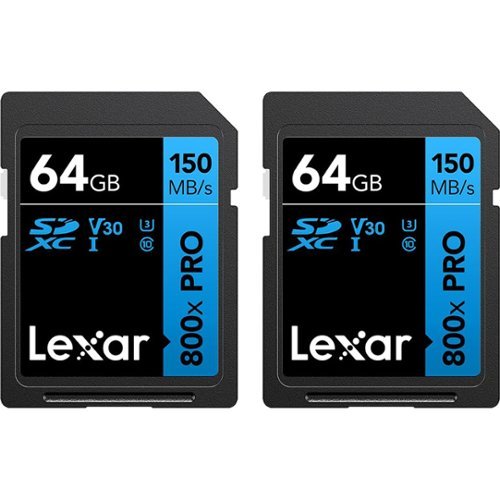  Lexar - High-Performance 800x PRO BLUE Series 64GB SDXC Memory Card, 2 Pack LSD0800P064G-B2NNU