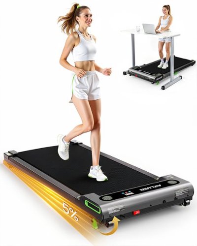Akluer - 480-C Walking Pad Treadmill with Adjustable Incline, 2.5HP Quiet Motor, Remote Control, LED Display, 330 lb Capacity - Black-Front_Standard 