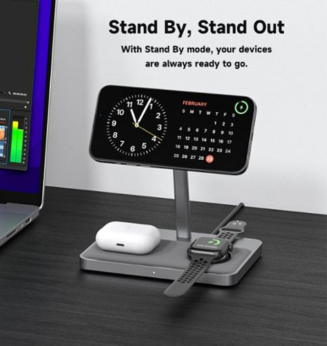 Zike 3-in-1 Qi2 15W Wireless Charger Station, Foldable Charger for iPhone 16/15/14/13/12 Series, Apple Watch and AirPods - Gray BUY IN EUROPE