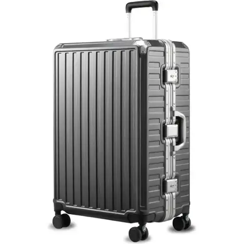 Front. LUGGEX - LUGGEX 28 Inch Aluminum Frame Zipperless Polycarbonate Spinner Hard Shell Suitcase - LX-ZX - Black.