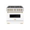 ZLINE - Autograph 36" Classic Gas Range w/ 6 Burners & Door w/ Bronze Accents (CGRZ-WM-36-CB) - White-Front_Standard 