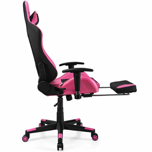 Costway Racing Massage Gaming Chair with Footrest Pink +