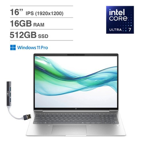 HP - EliteBook 660 Laptop 16.0 WUXGA (Intel Ultra 7 165U , 16GB DDR5, 512GB PCIe SSD, Win 11 Pro) w/USB Hub - Pike Silver-Front_Standard 