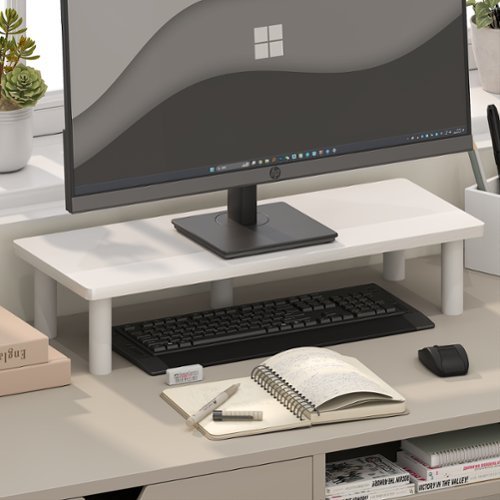 Furinno - Turn-N-Tube Monitor Riser Stand - Plain White/White-Front_Standard 