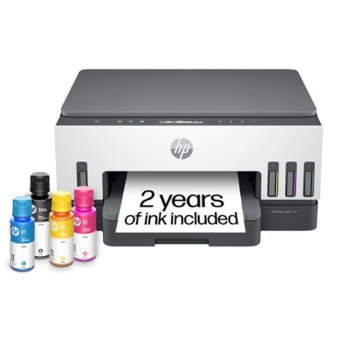  HP - Smart Tank 7001 Wireless AI-Enabled All-In-One Supertank Inkjet Printer with up to 2 Years of Ink Included - White &amp; Slate