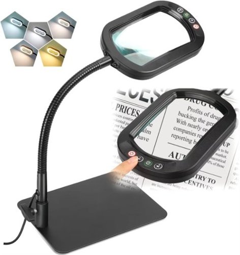 Luckbyte - 10X Magnifying Desk Lamp Flexible Gooseneck 5 Color Modes Stepless Dimming for Reading Crafts Close Work - Black-Front_Standard 