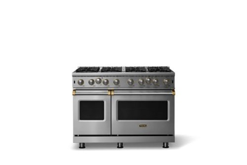Viking - Professional 5 Series 6.1 Cu. Ft. Freestanding Open 8 Burner Gas Convection Range - Stainless Steel w. Brushed Brass - Stainless Steel