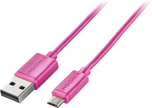  Insignia™ - 3' Micro USB-to-USB Type A Charge-and-Sync Cable - Hot Pink