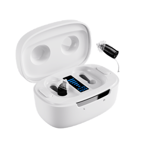 Ceretone - Core One Pro CIC OTC Hearing Aids – Discreet In-Ear Fit, Adaptive Noise Management, Auto On/Off, LED Indicators - Black-Front_Standard 