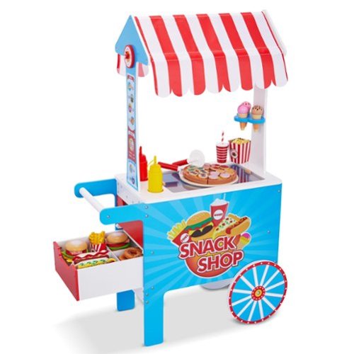 Lil' Jumbl - Wooden Snack Cart Playset, Kids Play Pretend Hot Dog Stand Push Cart w/ 125+ Accessories - Colorful-Front_Standard 
