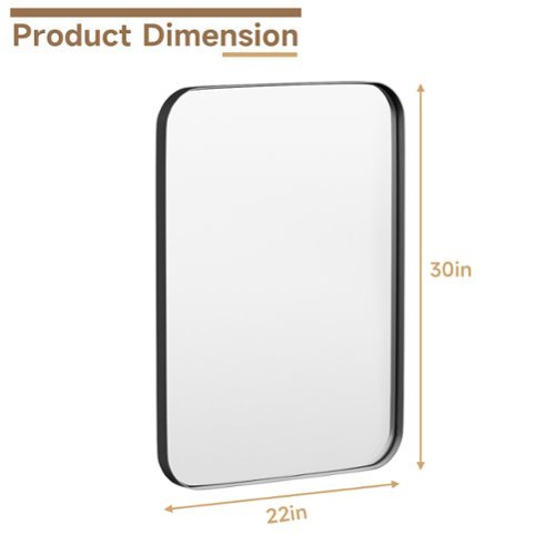 LOVMOR Tempered Glass Rounded Rectangle Framed Wall-Mounted Bathroom Vanity Mirror - 22 in. W x 30 in. H - Black BUY IN MIDDLE EAST