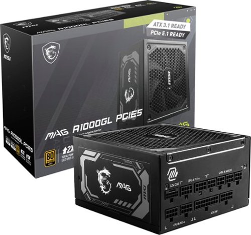 MSI - MAG A1000GL PCIE5 - Full Modular - 80 Plus Gold 1000W  - ATX 3.1 Gaming Power Supply - Black