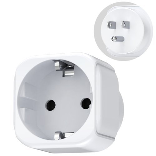 Fosmon - European Travel Plug Adapter, Travel Power Converter, EU to US Plug Adapter, Type C/E/F Plugs to Type B Travel Outlet - White-Front_Standard 