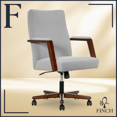 Finch - Neo One Fabric Mid-Back Home Office Chair with Padded Arms - Gray-Front_Standard 