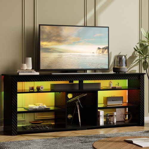 Bestier - 63'' TV Cabinet Up to 70" - Black-Front_Standard 