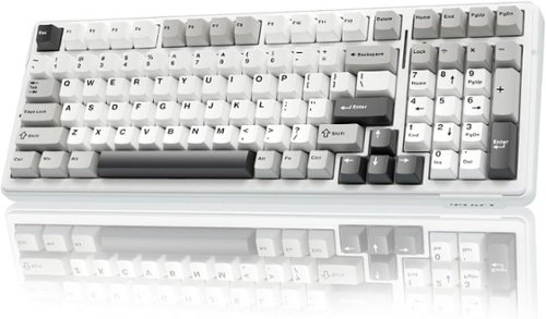 AULA - F99, 99-Key, Wireless, Hot Swappable, Mechanical Gaming Keyboard, RGB, 5-Layer Padding, 8000 mAh Battery - Black Grey White-Front_Standard 