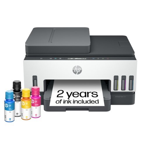  HP - Smart Tank 7301 Wireless AI-Enabled All-In-One Supertank Inkjet Printer with up to 2 Years of Ink Included - White &amp; Slate